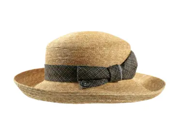 Sommerlicher Damen Aufschlaghut aus Naturstroh mit Seidenhutband