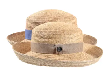 Damen Strohhut aus Weizenstroh mit Leinenband
