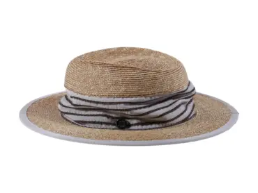 Faltbarer Fedora Strohhut aus Stroh und Leinen mit Leinenband