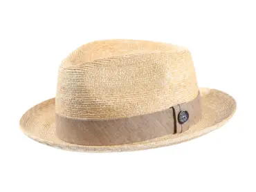 Sommerhut Player aus Weizenstroh mit blauem oder sandfarbenem Leinenband