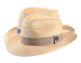 Strohhut Bogart aus Naturstroh mit Leinenband in Ciel oder Sand