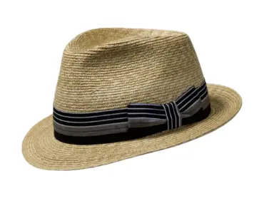 Handgefertigter Strohhut Trilby Freiamt Dottiker aus Naturstroh mit wählbarer Garnitur in Braun, Grün oder Grau