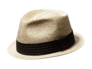 Strohhut Trilby Freiamt ButtwilerIn natur mit Nadelstreifen