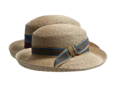 Damen Strohhut aus Weizenstroh mit farbigem Rebsband und Masche