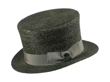 Bunter Sommerzylinder aus Stroh in Schwarz, Braun, Rosa und Grün