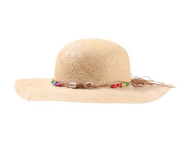 Mädchen-Sommerhut aus Raffia mit Muscheln und bunten Perlen, Naturton