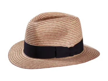 Fedora Sommerhut aus Weizenstroh mit blauem oder nougatfarbenem Rebsband
