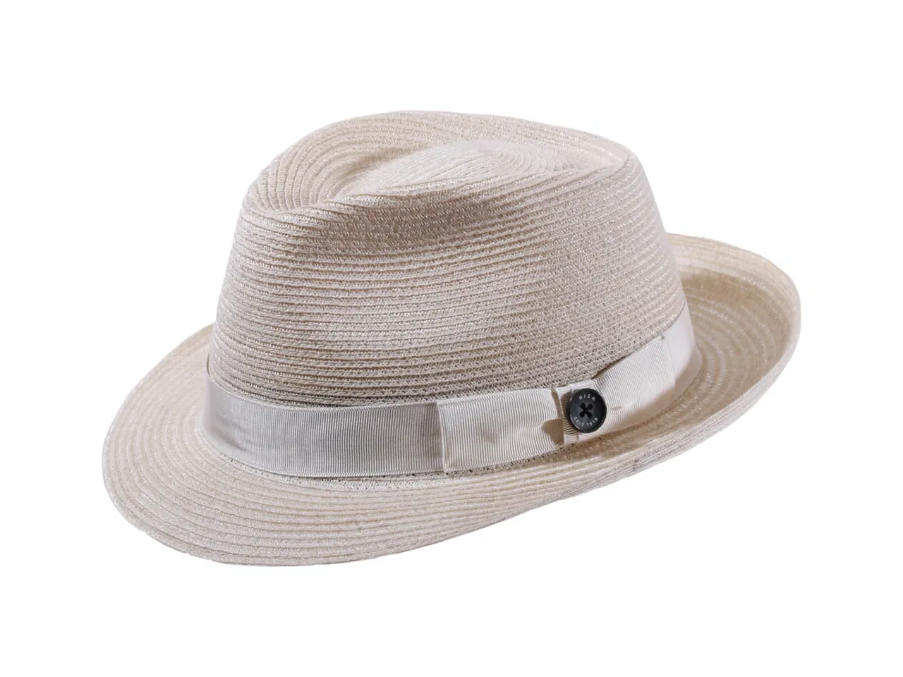 Sommerhut Trilby aus Hanf in Vanille, Braun, Marine und Grau mit Rebsband