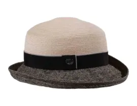 Rollbarer Damenhut aus Hanf und Seide mit Rebsband und 1919-Knopf