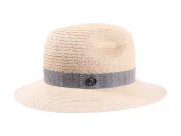 Hanfhut Fedora natur mit cielfarbenem Leinenband