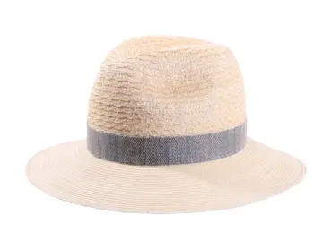 Hanfhut Fedora natur mit cielfarbenem Leinenband