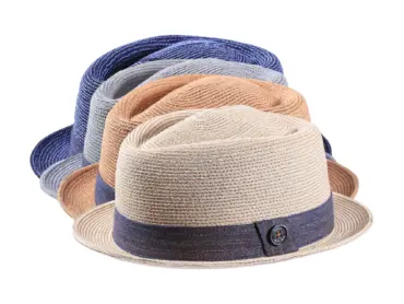 Strohhut Diamant Hanf mit Denim-Baumwollband