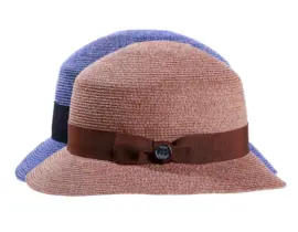 Damen Sommerhut Cloche aus Hanf in Braun oder Jeansblau mit Rollfunktion