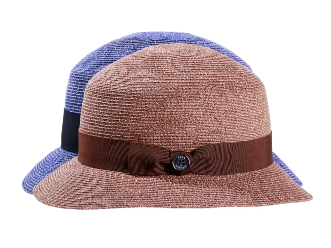 Damen Sommerhut Cloche aus Hanf in Braun oder Jeansblau mit Rollfunktion