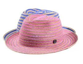 Fedora Strohhut Fancy Hemp aus Hanf-Raffia in Pink oder Blau