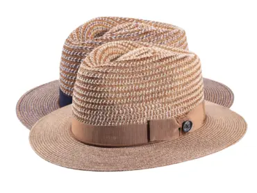 Fedora Strohhut Golden Hemp aus Hanf in Gold- oder Marineblau