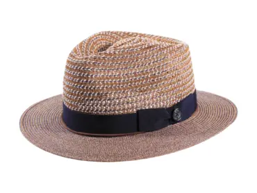 Fedora Strohhut Golden Hemp aus Hanf in Gold- oder Marineblau