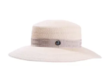 Damen Sommerhut Cloche aus Hanf in Naturbeige mit breitem Leinenband