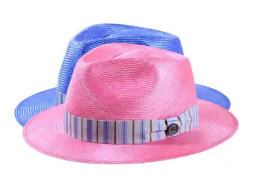 Sommerhut Fedora-Traveler Parasisol in Pink oder Gucci Blau mit gestreiftem Seidenband