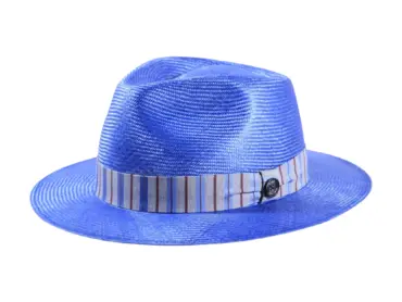 Sommerhut Fedora-Traveler Parasisol in Pink oder Gucci Blau mit gestreiftem Seidenband