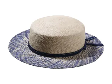 Panamahut mit gesprenkeltem Rand in Braun oder Blau, handgefertigt aus 100% Panama