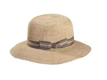 Damen Strohhut Cloche Raffia gehäkelt