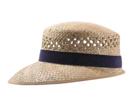 Liegestuhlhut aus Stroh mit Navy Rebsband