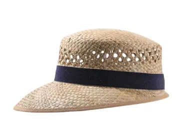 Liegestuhlhut aus Stroh mit Navy Rebsband