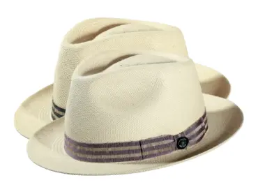 Panamahut Player aus Naturstroh mit gestreiftem Leinenband