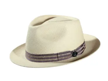 Panamahut Player aus Naturstroh mit gestreiftem Leinenband