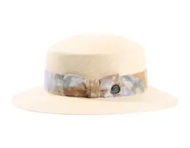Damen Sommerhut Cloche aus Panama mit floralem Textilband