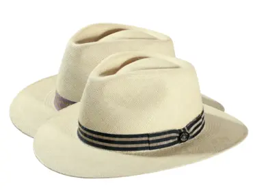 Panamahut Fedora City natur mit gestreiftem Leinenband