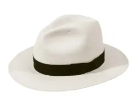 Weißer Fedora Panamahut Brisa #6 mit schwarzem Hutband