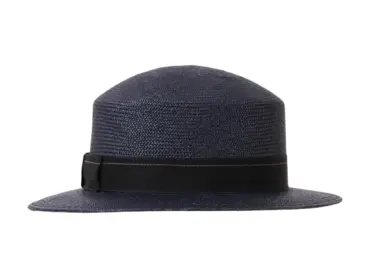 Damencloche aus Panamastroh in Natur, Camel und Navy mit marinefarbenem Rebsband