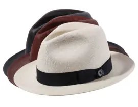 Panamahut Fedora Youth Brisa natur Braun, Schwarz mit Hutband aus Rebs