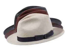 Panamahut Fedora Youth Brisa natur mit jeansblauem Rebsband