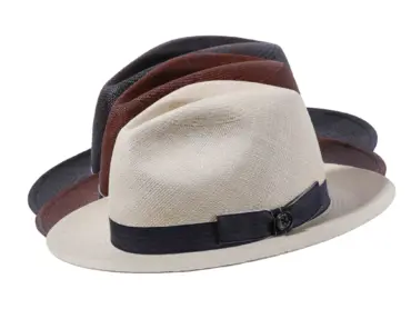 Panamahut Fedora Youth Brisa natur mit jeansblauem Rebsband