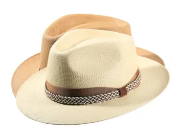 Panamahut Fedora naturfarben mit Ledergeflecht