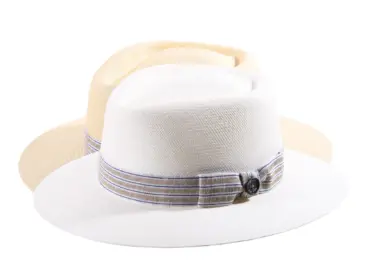 Panamahut Fedora naturfarben mit gestreiftem Hutband