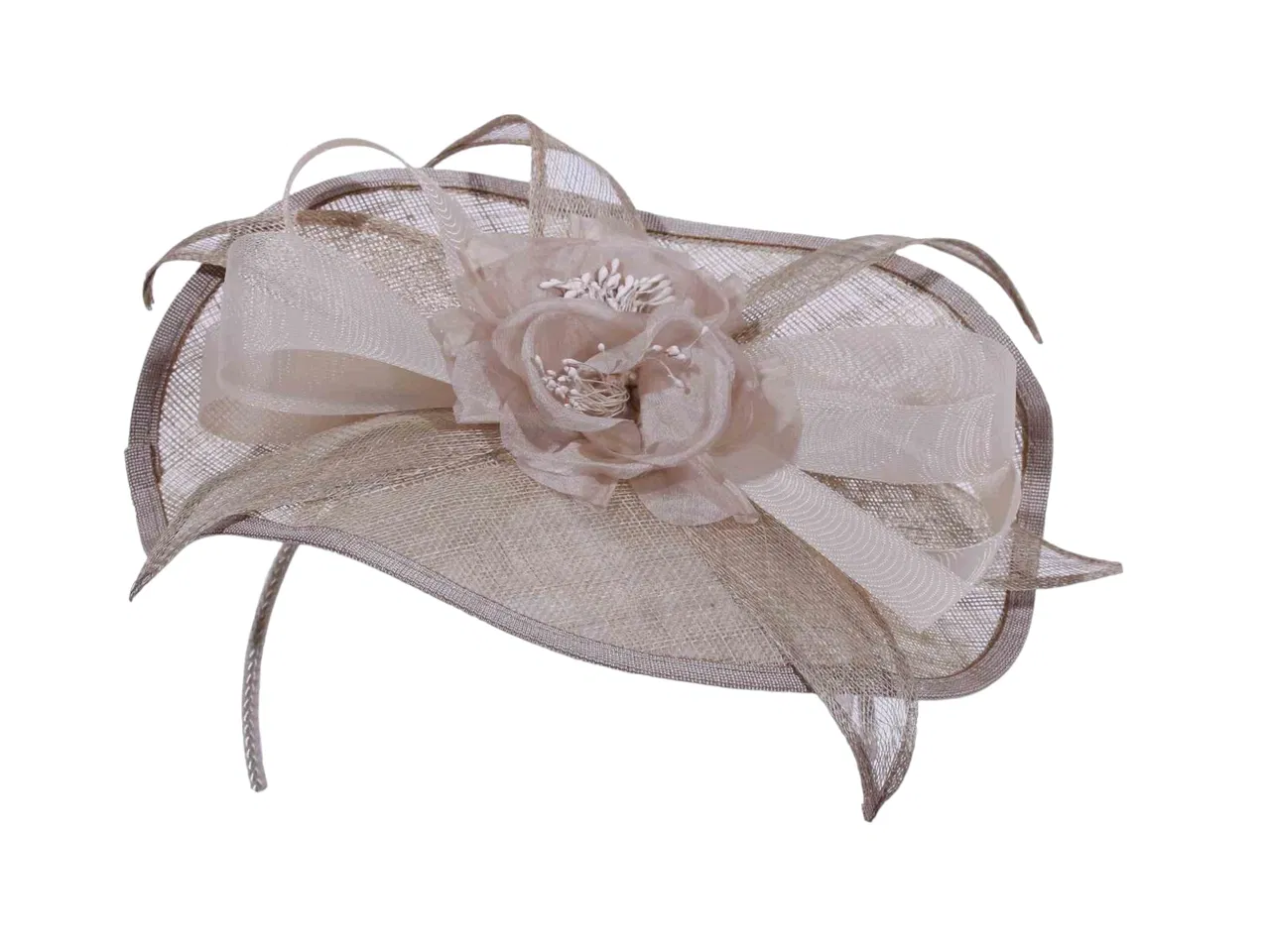 Fascinator mit Masche aus Sisal in Hellbeige