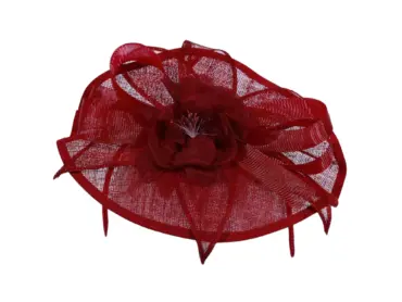 Fascinator mit Masche aus Sisal in Rubin.