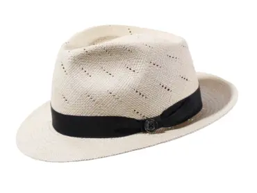 Panamahut Trilby mit Lüftungslinien und marineblauem Band