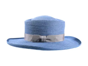 Breitrandiger Sommerhut aus 100 % Hanf in Apricot, Pink und Ciel mit elegantem Rebsband