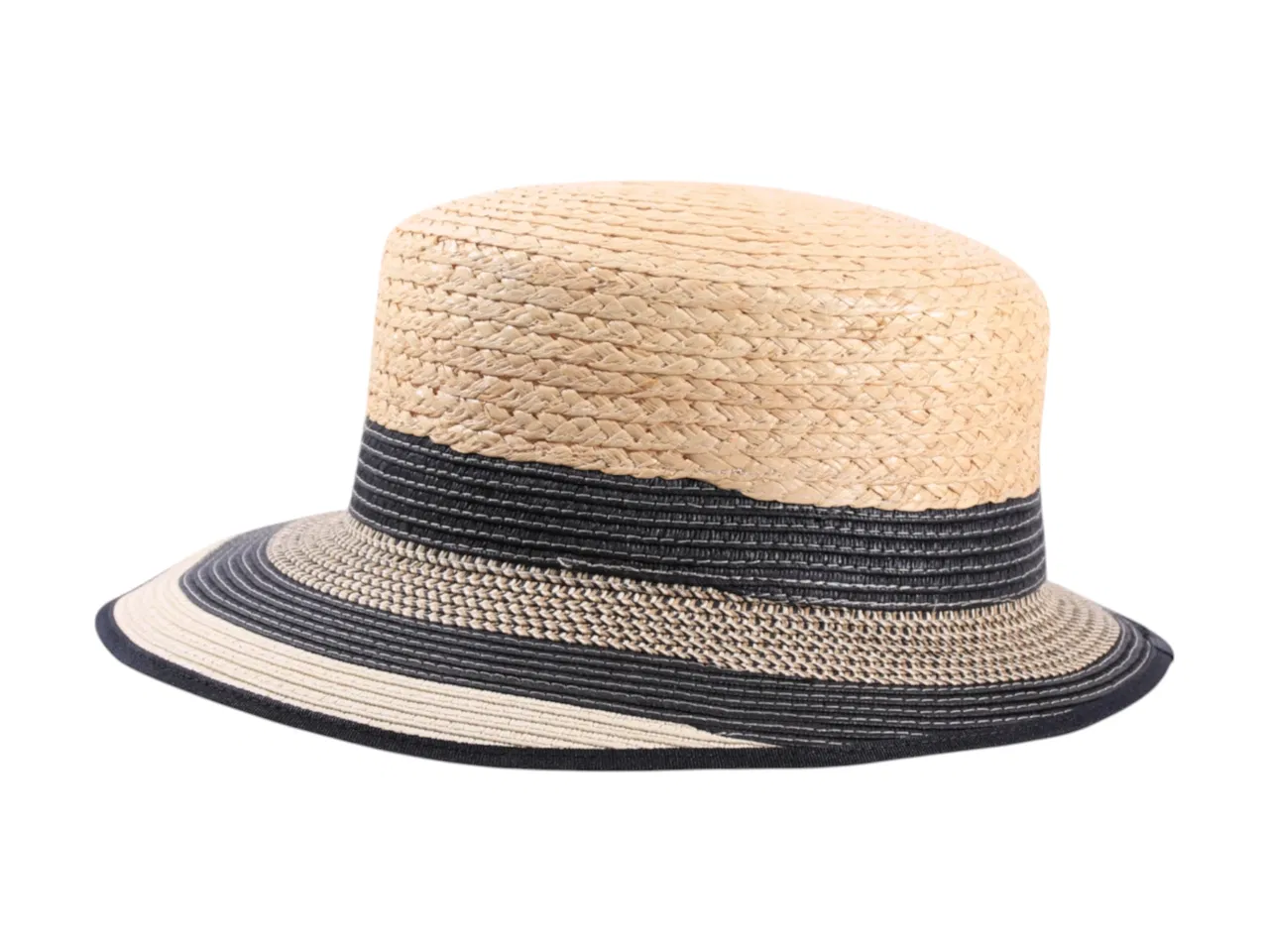 Sommerhut „Liegestuhlhut Multicolor“ mit Streifendesign in Schwarz, Beige und Jeans