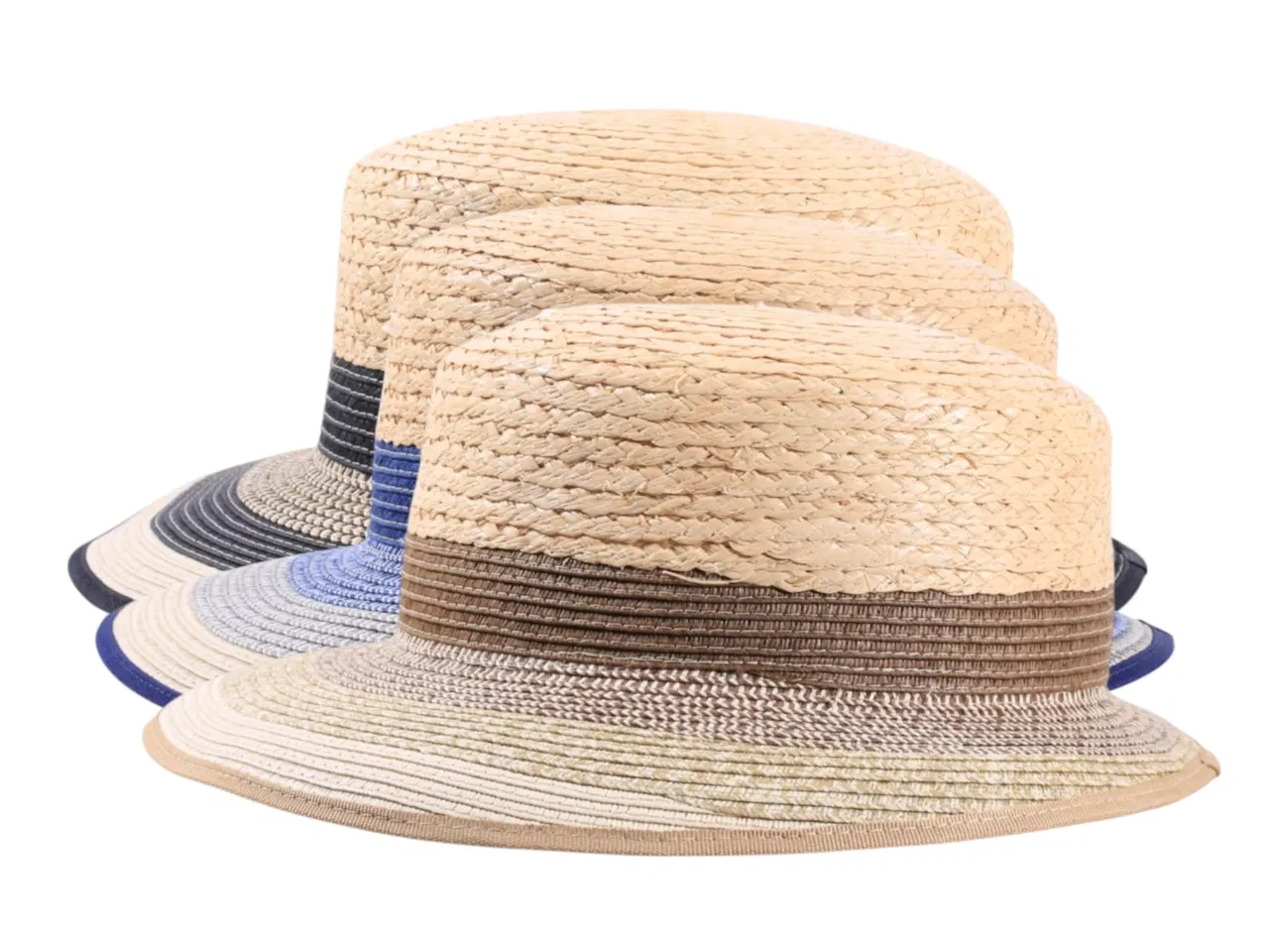 Sommerhut „Liegestuhlhut Multicolor“ mit Streifendesign in Schwarz, Beige und Jeans