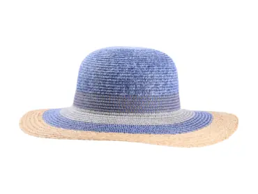 Damen Sommerhut Cloche Multicolor aus Papier und Raffia mit natürlicher Krempe.