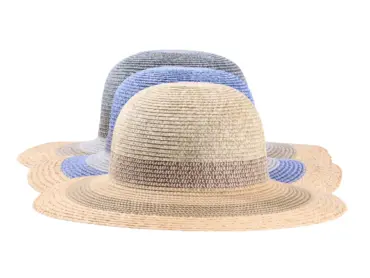 Damen Sommerhut Cloche Multicolor aus Papier und Raffia mit natürlicher Krempe.