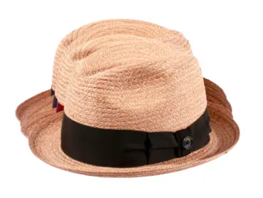 Strohhut Player 20er-Jahre-Stil aus Raffia mit breiten Rebsband