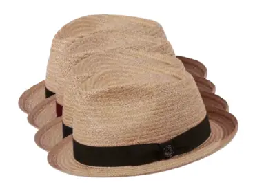 Sommerlicher Player-Hut aus feinem Raffia mit Rebsband in Schwarz, Burgund, Marine, Olive