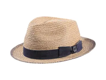 Strohhut Player aus Raffia mit jeansblauer Masche